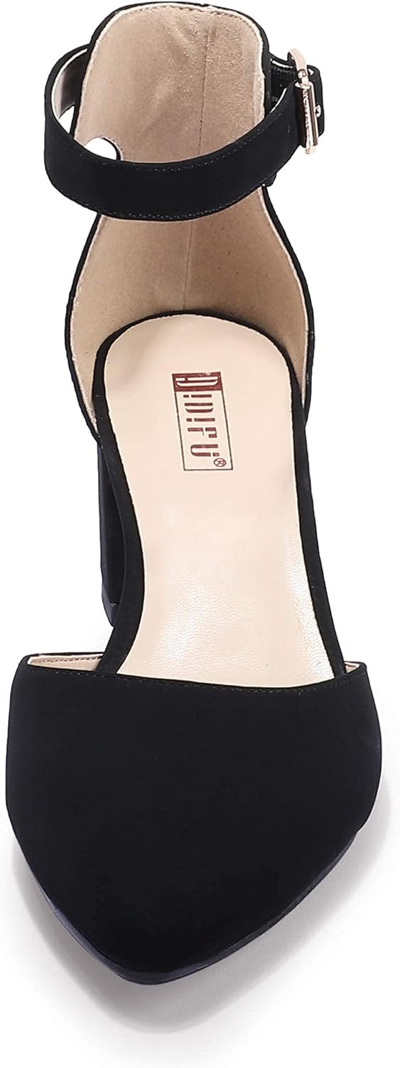 IDIFU Women's IN2 Pedazo Dress Shoes Low Block Heels Comfortable Chunky Closed Toe Ankle Strap Wedding Pumps - Image 3