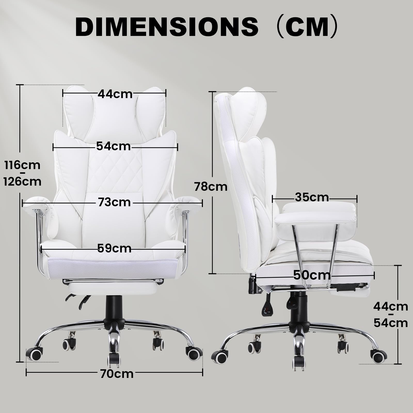 GTPLAYER Sedia Gaming Ergonomica Sedia da Gaming Reclinabile Sedia Ufficio con Poggiapiedi Sedia Gamer Schienale Regolabile per Lavoro e Gioco (Bianca)