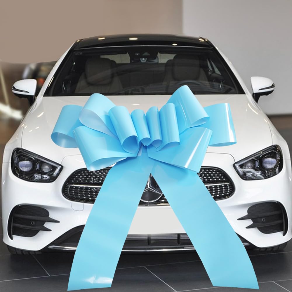 Giant Bow for Car,Big Sky Blue Car Bow 30inch Large Giant Bow for Gifts,Large Gift Wrapping Bow for Large Gift Decoration for Christmas,New House,Car,Party,Festival. (Sky Blue)