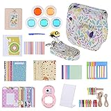 14 en 1 mejor compañía para Fujifilm Instax Mini 8/8 + / 8s, incluyendo caja de la cámara, lente autofoto, filtro, álbum, varios fotogramas de la película, videoclips, cadena, etiqueta engomada parte de cine, etiqueta engomada de la cámara, y la pluma.