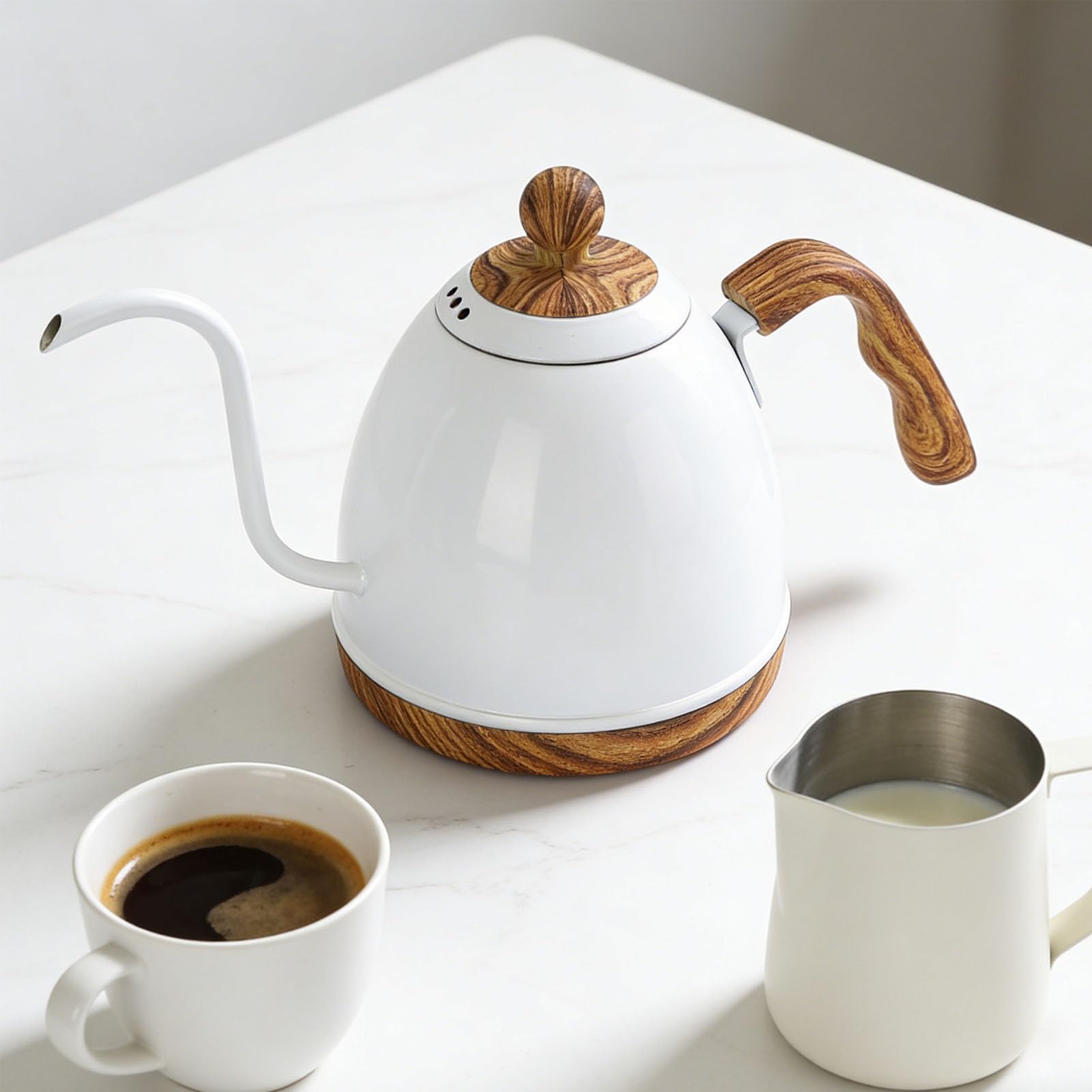 Haofy Bollitore Elettrico A Collo Di Cigno 600ml Controllo Della Temperatura Variabile Da 40°C A 100°C Bollitore Di Precisione In Acciaio Inossidabile Per Appassionati Di Caffè E Tè Piccoli (Spina