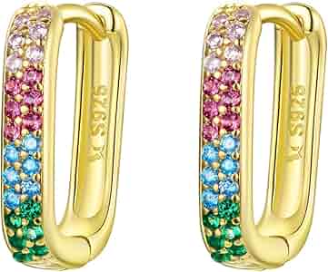 ★韓国人気★TATIANA★Pastel Rainbow Mini Hoop Earring Amazon.com: Rainbow Cubic Zirconia Hoop Earrings Gold