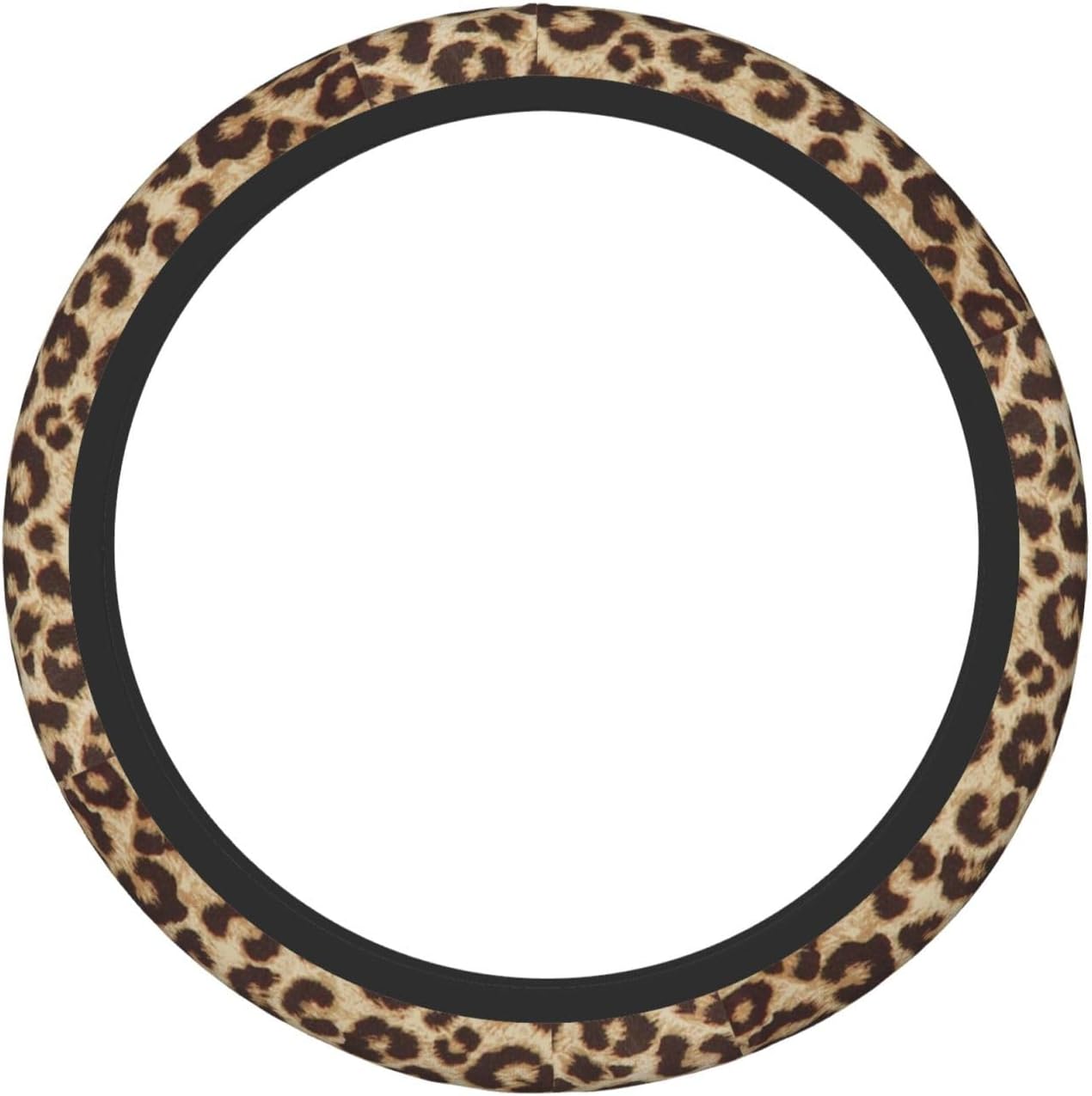 Leopard Print Steering Wheel Cover for Women Men, Universal 15 Inch Steering Wheel Protector Anti-Slip Sweat Absorption Auto Accessories Fit Truck SUV image 2