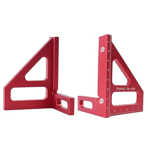 Miniatura 5 de Regla de medición imperial 3D multiángulo, transportador cuadrado de carpintería de aleación de aluminio de 4590 grados, regla triangular de
