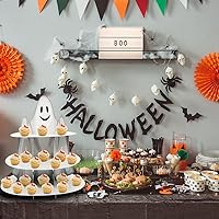 Vista 5 de Soporte de 3 niveles para cupcakes de Halloween, castillo de Halloween, soporte redondo de cartón, torre de postre, torre de árbol de postre