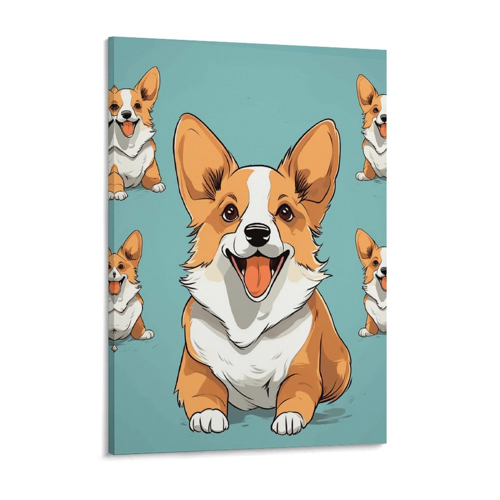 Corgi Cute Dog Canvas Wall Art for Bedroom 18x24inch Canvas Prints Artwork for Walls Modern Picture Artwork Painting for Living Room Aesthetic Wall Paintings for Bathroom Kitchen Office Decor
