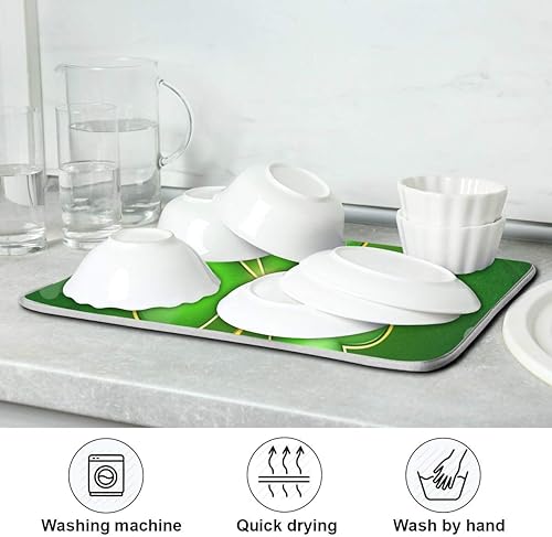Miniatura 7 de Tapete de secado de platos de trébol verde de 18 x 24 pulgadas para cocina, trébol de la suerte, día de San Patricio, tapete escurridor de platos,