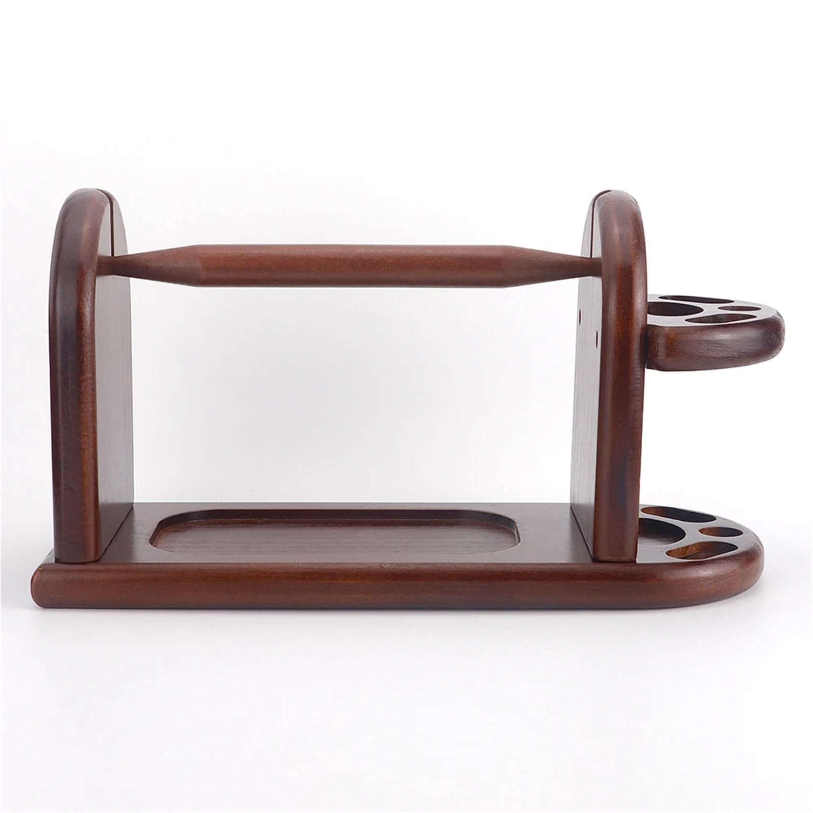 Ovilladora de Madera Soporte de hilo escritorio madera con estante almacenamiento, soporte organizador giratorio lana for tejer y ganchillo, 1 Uds