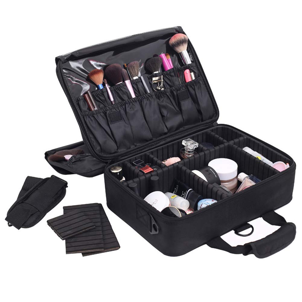 Dauerhaft Kosmetiktasche Portable Reise Make Up Tasche, Make-up Pinsel Organizer Tasche mit Reißverschluss wasserdicht große Kulturbeutel für Frauen & Männer Room, Black