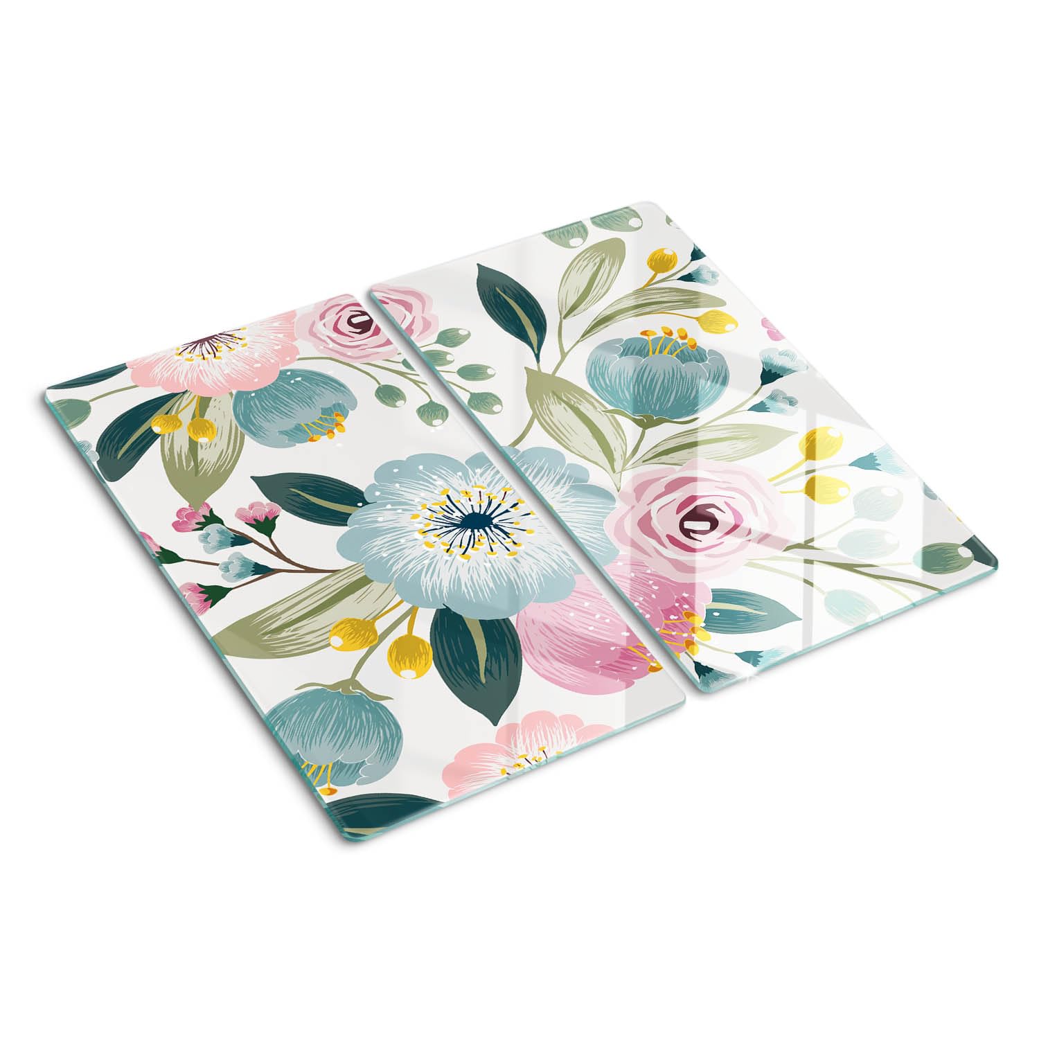 Planche à découper en verre trempé pivoines résistant à la chaleur