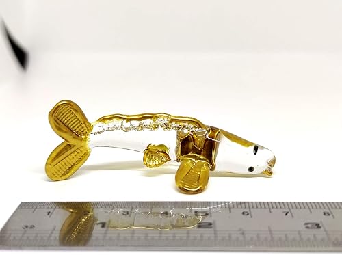 Miniatura 2 de Figuras en miniatura de peces japoneses de carpa koi, arte de vidrio soplado a mano con adornos de oro de 22 quilates, decoración de regalo