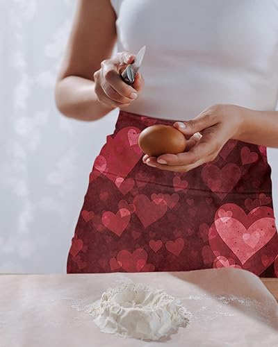 Miniatura 2 de Delantal romántico de camarera con relleno de corazón rojo con 3 bolsillos, delantales de servidor, delantales de servidor, impermeables, para