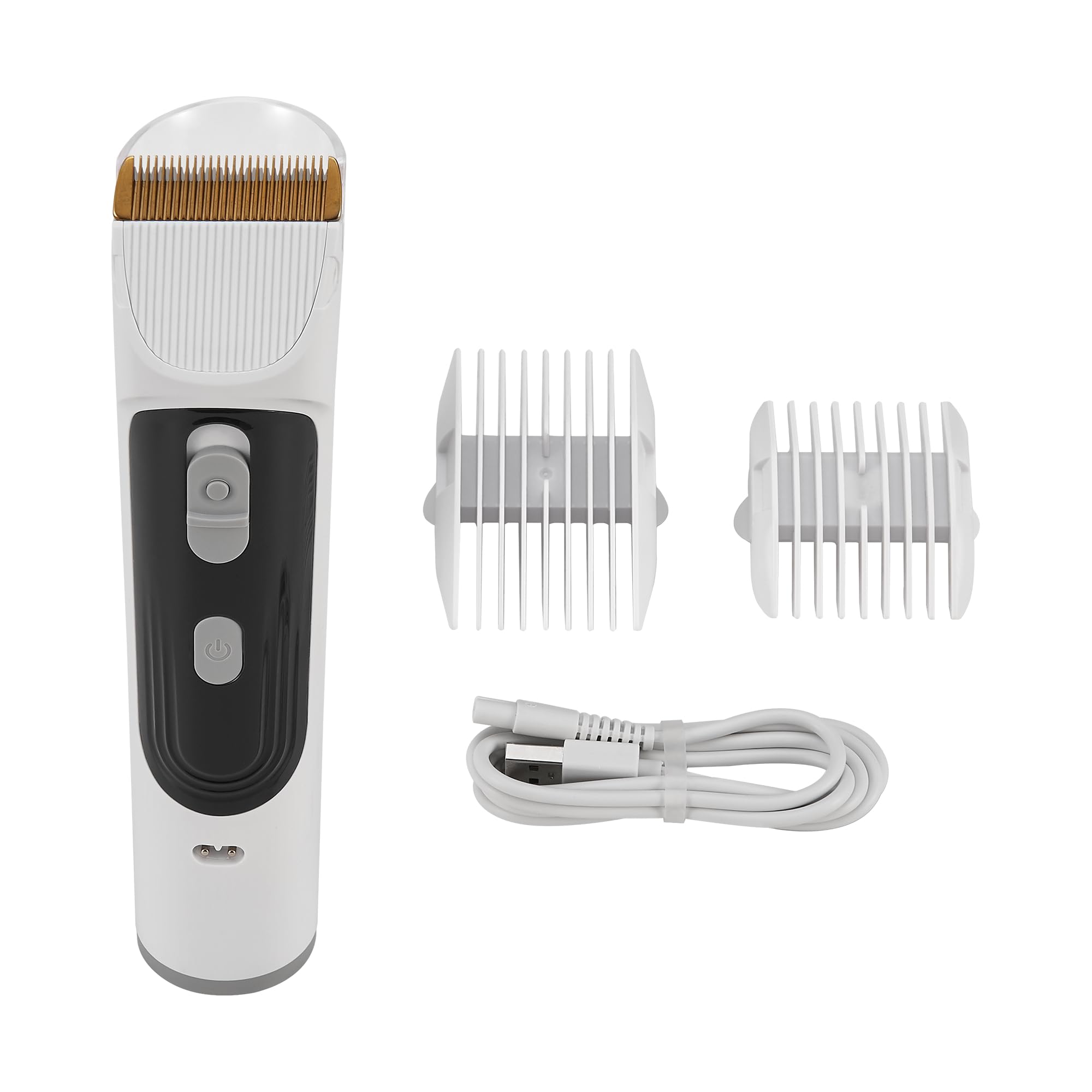 in.tec Kit Toelettatura 5 in 1 per Animali Domestici Tosatrice Elettrica e Aspirapolvere con Contenitore Rimovibile Trimmer Cani Gatti Asciugapeli - Bianco