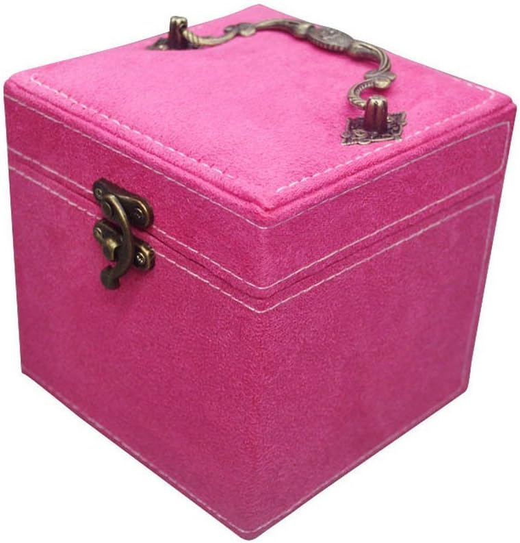 Jewelry Box Organizer,Xzeit Three-Layer Lint Jewelry Box with Lock and Mirror Rose