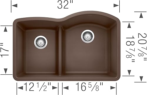 Miniatura 9 de BLANCO, White 441603 DIAMOND SILGRANIT 4060 - Fregadero de cocina empotrado con división baja, 32 x 21 pulgadas