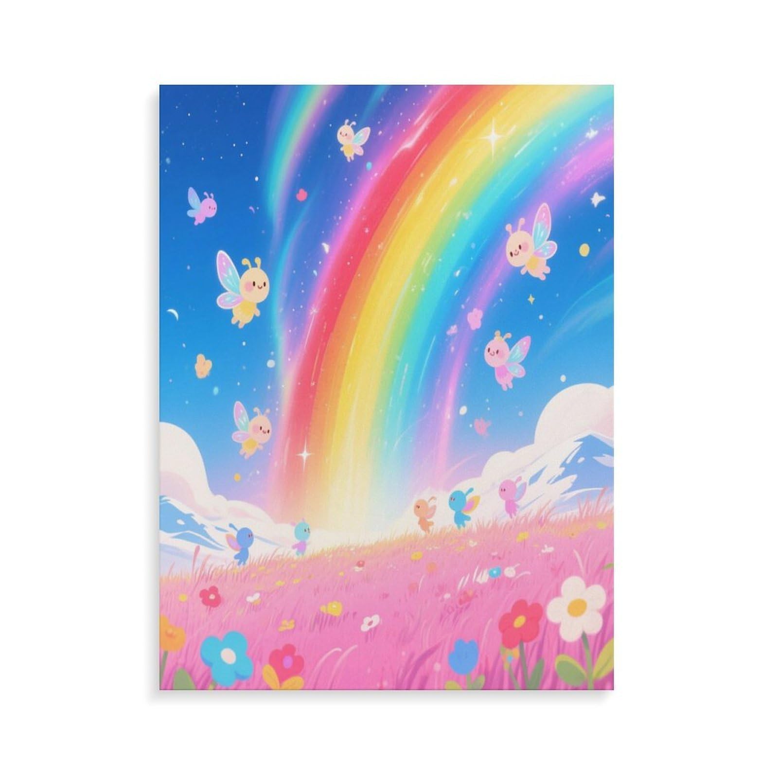 KOAYUBFC Regenbogen-Malen-nach-Zahlen-Set für Erwachsene, Anfänger, Erwachsene, Malen-nach-Zahlen-Kits auf Leinwand, DIY-Acryl-Ölfarben, Gemälde mit Pinseln für Geschenk, Heimdekoration