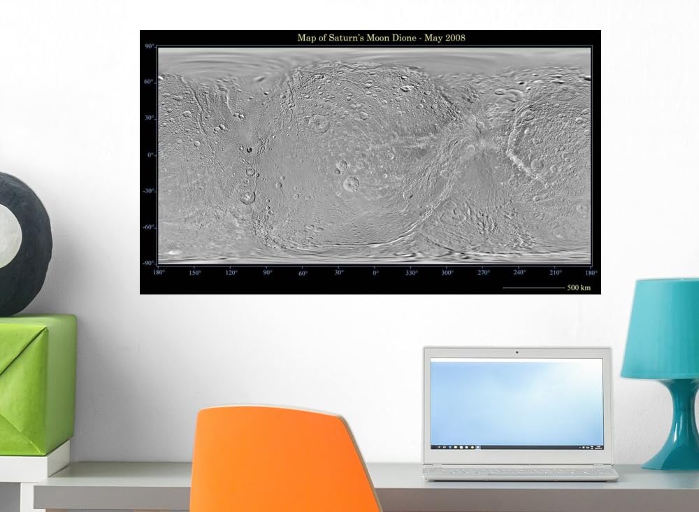 Global Map Saturn's Moon Wall Mural by Wallmonkeys Peel and Stick Outer Space Graphic (24 in W x 14 in H) WM224607
