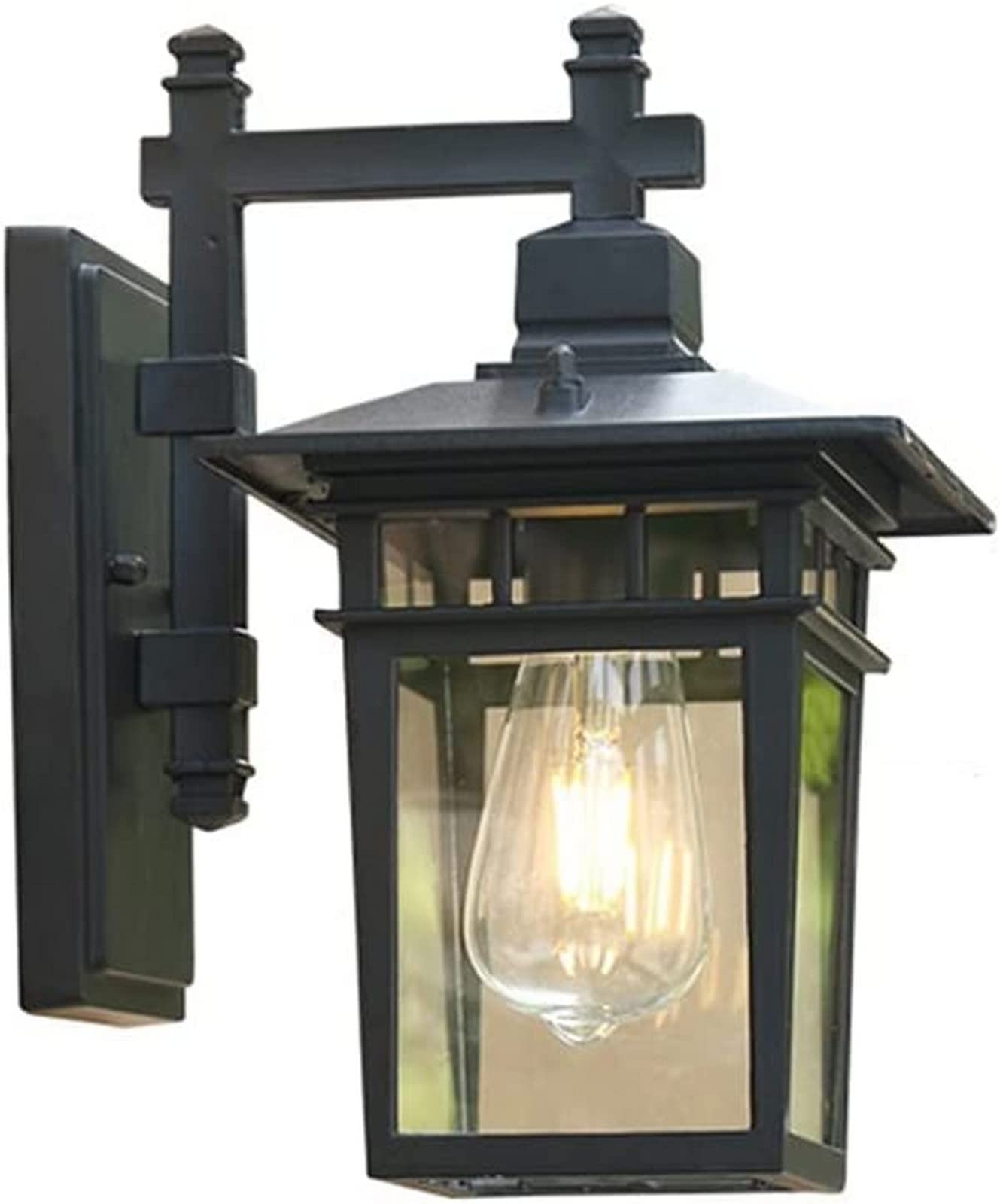 SXECAEPS Wall Lamps Sconces Garden Light Rustic Outdoor Led Square Aluminum Lantern Waterproof Sconce Antique Black Fixture E27 Socket Lamp