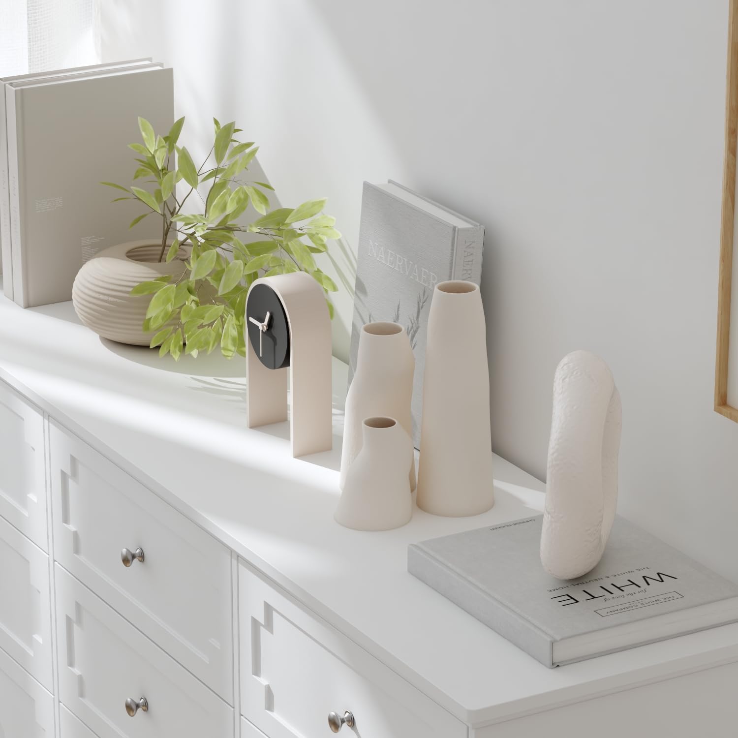 12 Drawer Dresser Chest of Drawers, Large Dresser for Bedroom, Modern White Dressers with 12 Drawers, for Living Room Hallway, Silver Knobs, White, 15”D x 61”W x 35.4”H