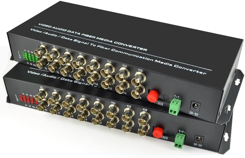 Guantai 16 Channels Video Fiber Optical Media Converters Singlemode 1310/1550nm -Transmitter and Receiver, Working Distance 20Km for CCTV Security System