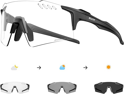SCVCN Gafas de ciclismo fotocromáticas UV400 de protección para mujeres y hombres, gafas deportivas TR90 MTB para correr, bicicleta de montaña S9A2