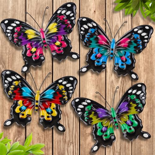ULENDIS 4 Pack Metal Butterfly Wall Art Outdoor Decor,