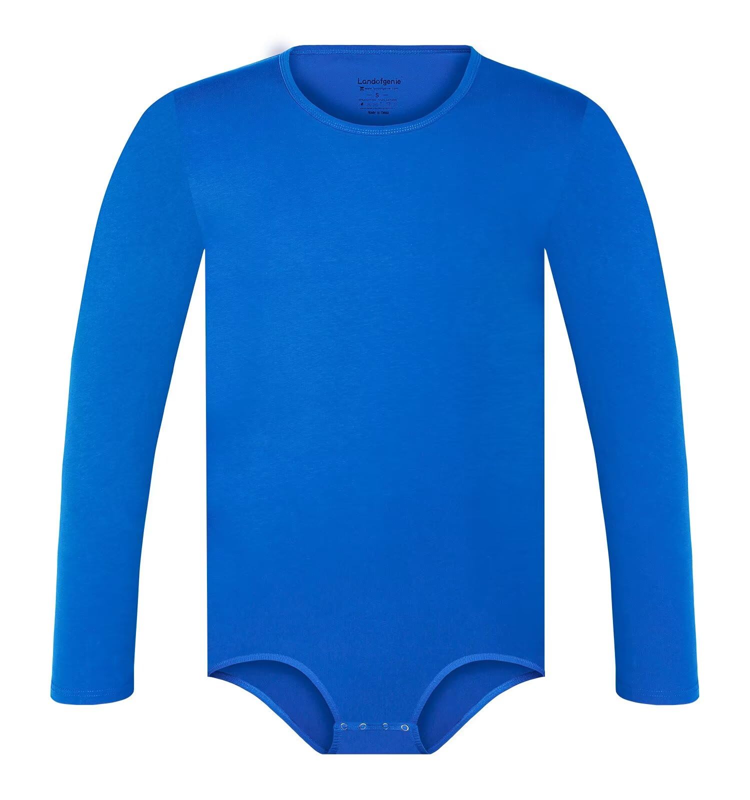 Mens Long Sleeve Bodysuit One Piece Pajamas Cotton Romper Basic Onesie for Men