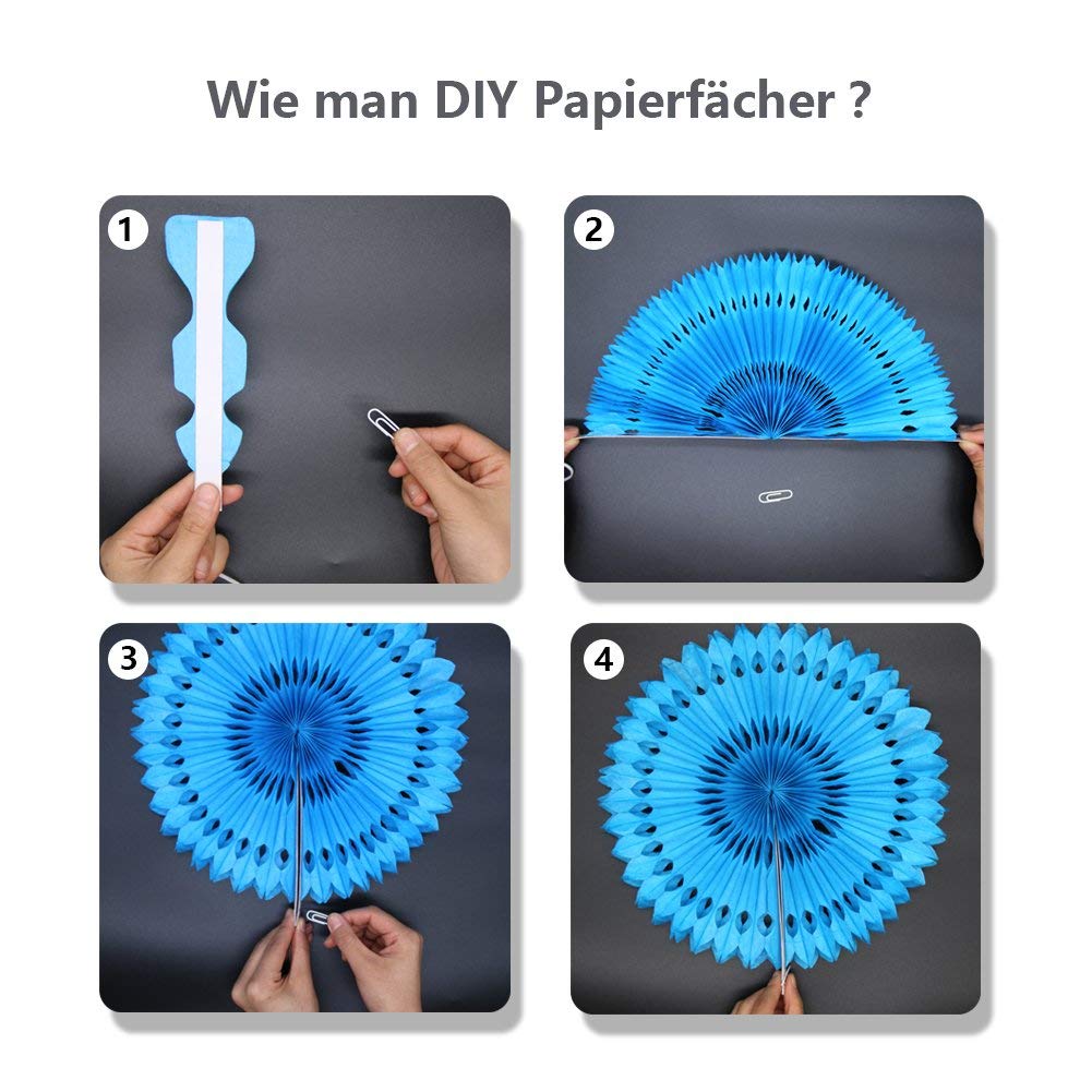 GAKA FAVOR SET Di 8 Ventagli Di Carta Da Appendere Per Feste