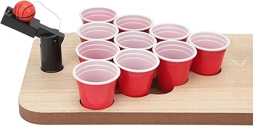 Miniatura 9 de Fockety Tapete de mesa de Beer Pong, juegos de mesa para adultos, tablero de mesa de Beer Pong con tablero de madera y 20 tazas y 2 accesorios