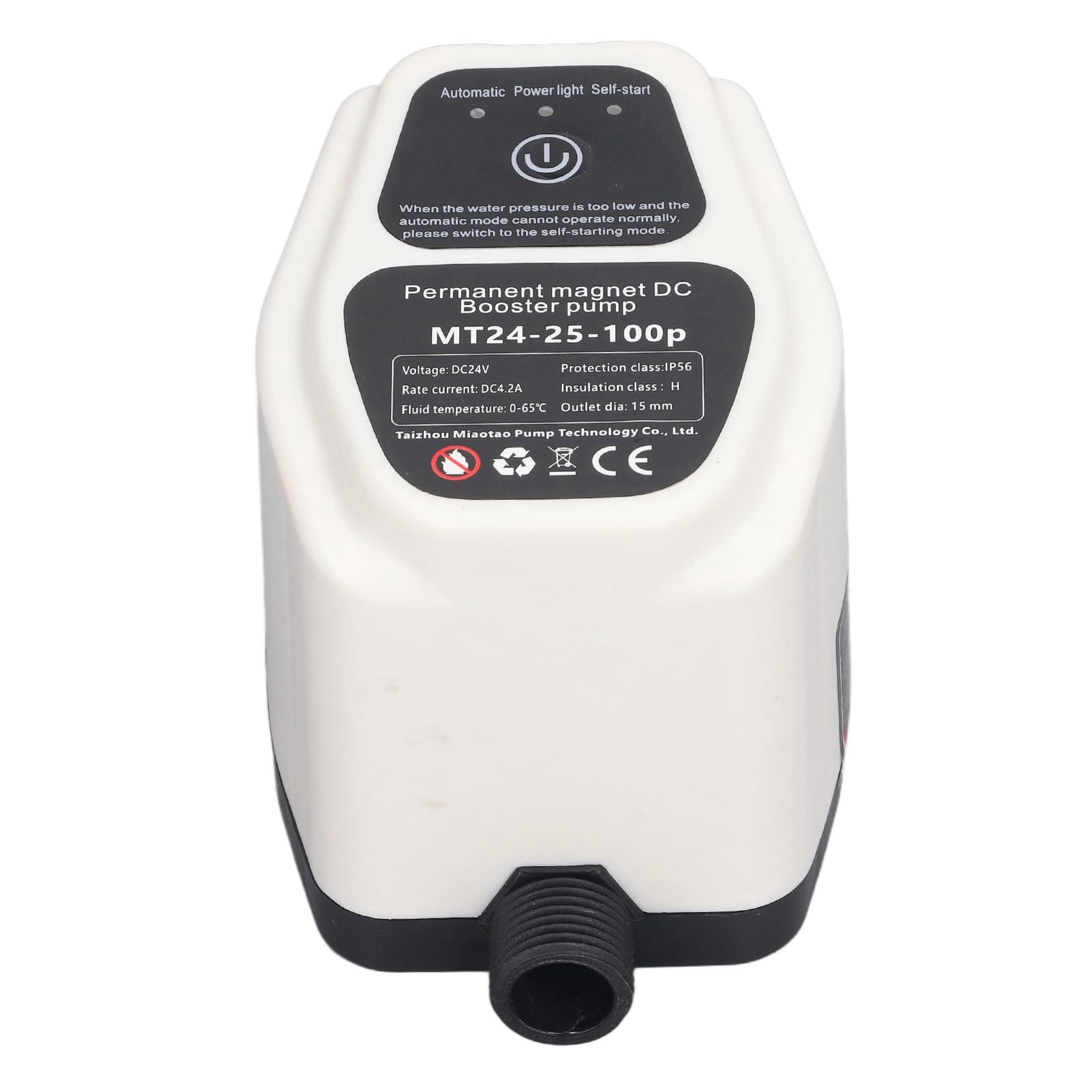 Pompe à Pression de Surpression D'eau, Pompe de Surpression Automatique 100 W 24 V, Moteur sans Balais intégré et Turbine Centrifuge, pour Buses de Jardin, Douches (blanc) (Prise