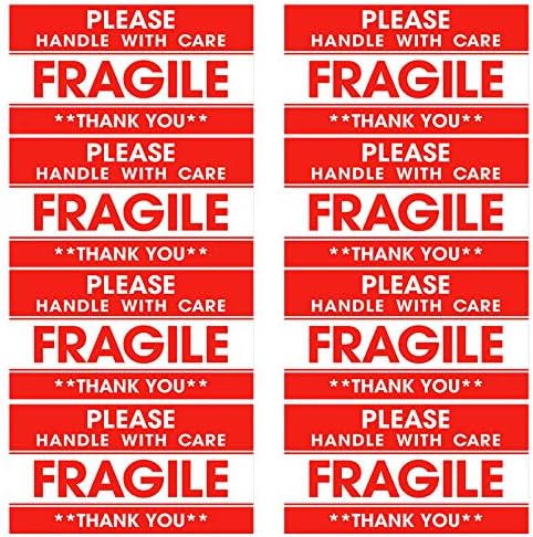 120Pack Fragile Stickers 50 x 90mm, Please Handle with Care Thank You Adhesive Labels Red Warning Stickers for Shipping
