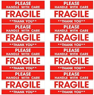 120Pack Fragile Stickers 50 x 90mm, Please Handle with Care Thank You Adhesive Labels Red Warning Stickers for Shipping
