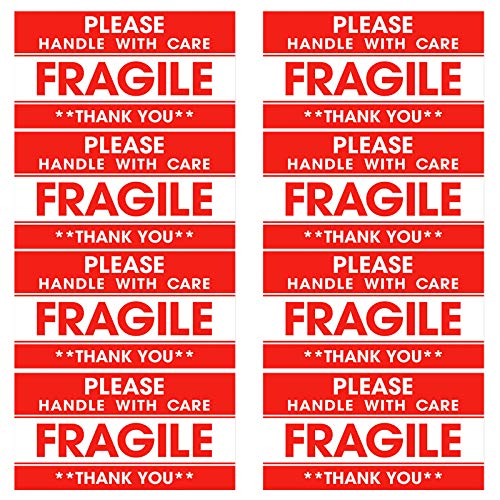 120Pack Fragile Stickers 50 x 90mm Please Handle with Care Thank You Adhesive Labels Red Warning Stickers for Shipping
