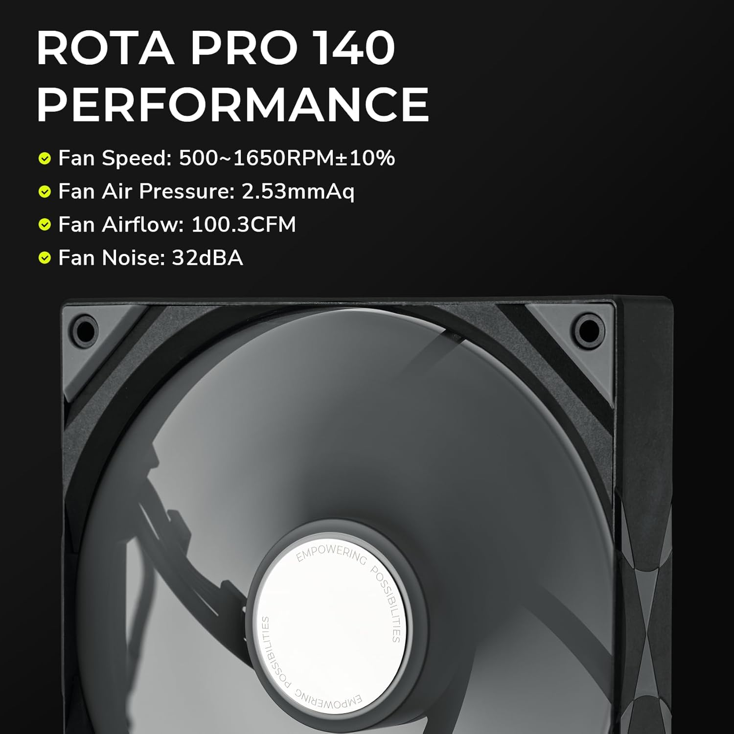 TRYX ROTA PRO 140 140mm Case Fan 4-Pin PWM LCP Material FDB Case Fan 1650RPM with 100.3CFM Airflow High-Performance Quiet Operation