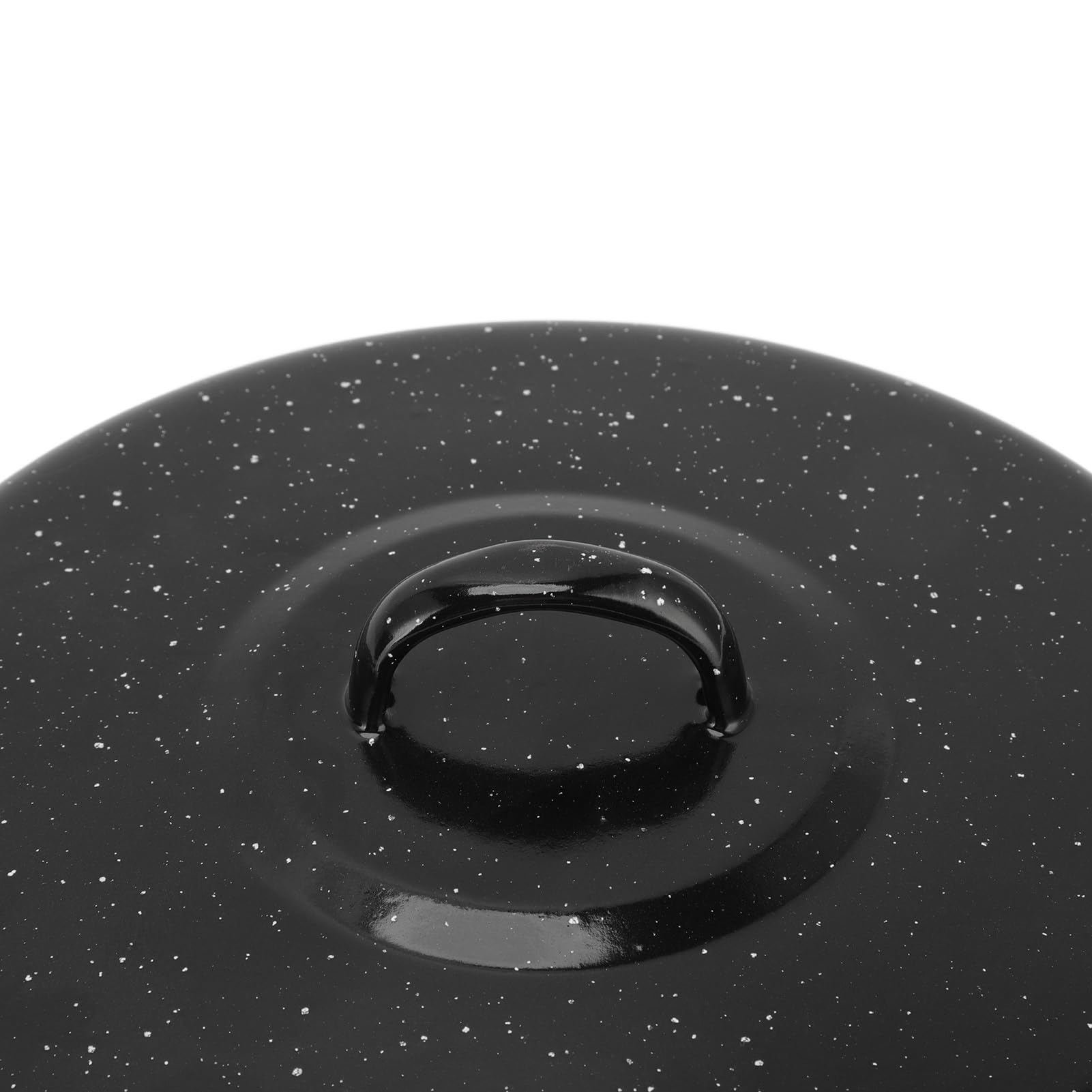 Sartén para asar con acabado moteado negro antiadherente para barbacoa, sartén con tapa para patatas dulces asadas, castañas, material esmaltado (26 cm, cubierta de hierro)