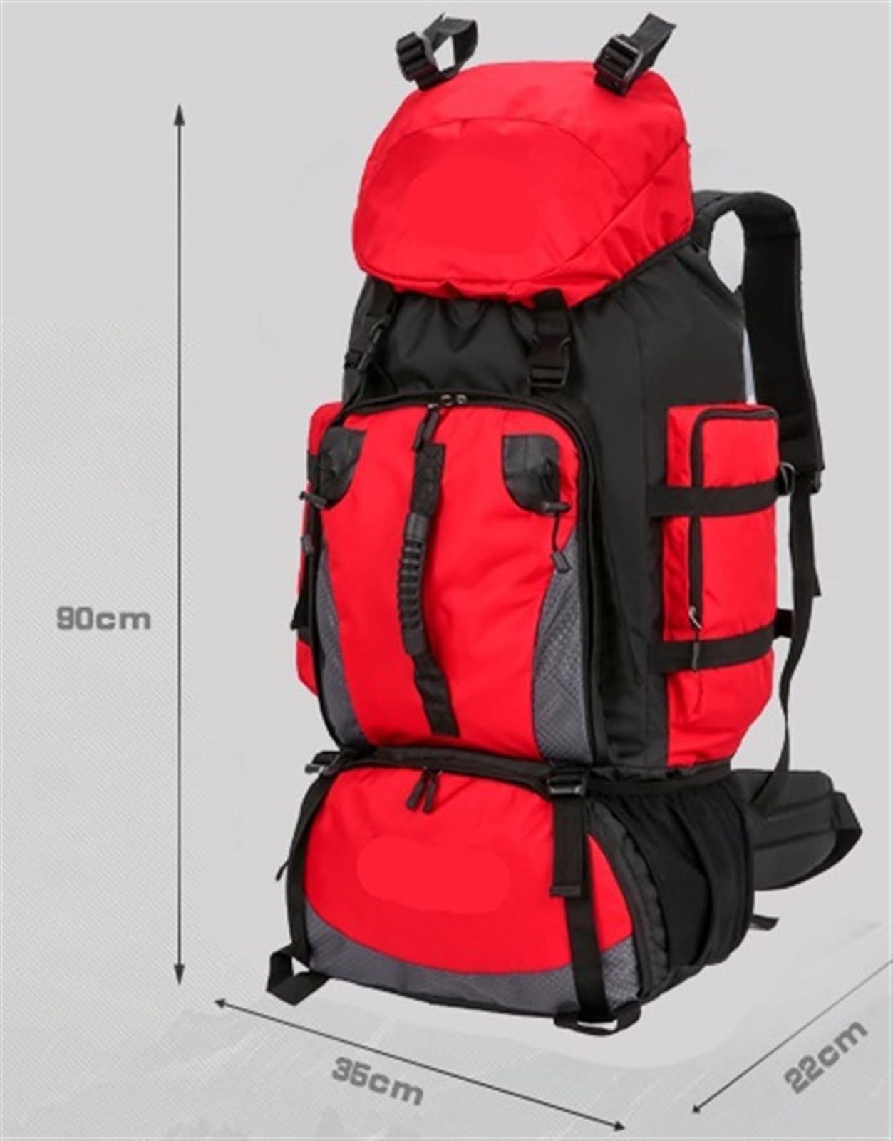 Zaino da Viaggio Sportivo Borsa da Campeggio Pieghevole per Zaino da Pesca Ultraleggero Impermeabile da 90 Litri per Alpinismo Arrampicata(Rot)