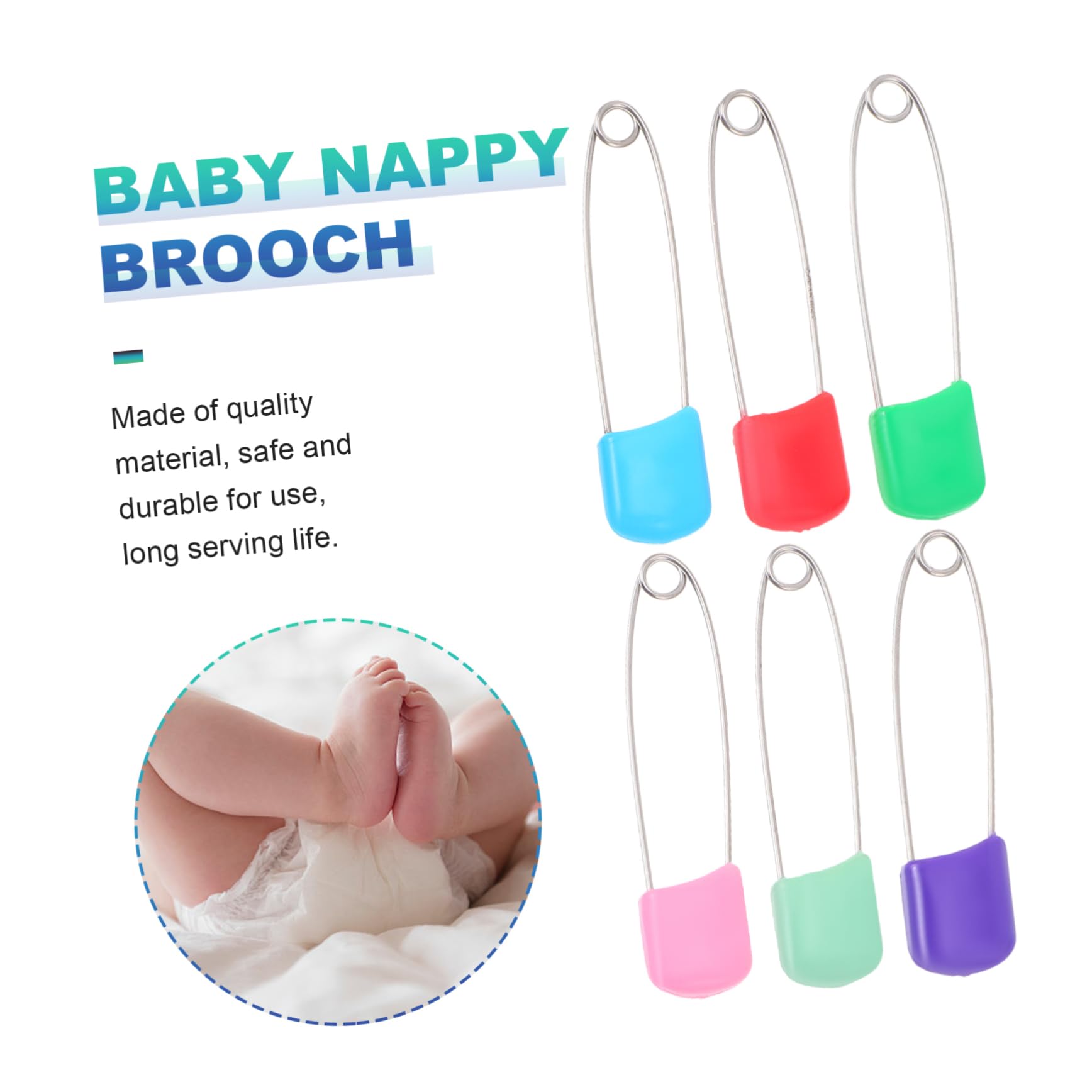 LALAFINA 3sets Infant Diaper Safety Brooches Locking Closures Assorted Kids Brooches Long Serving Life 100pcs*3