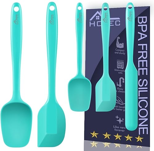Miniatura 16 de HOTEC Juego de 5 espátulas de goma de silicona resistentes al calor de 600 ℉, sin BPA, para cocina, hornear, mezclar para utensilios de cocina