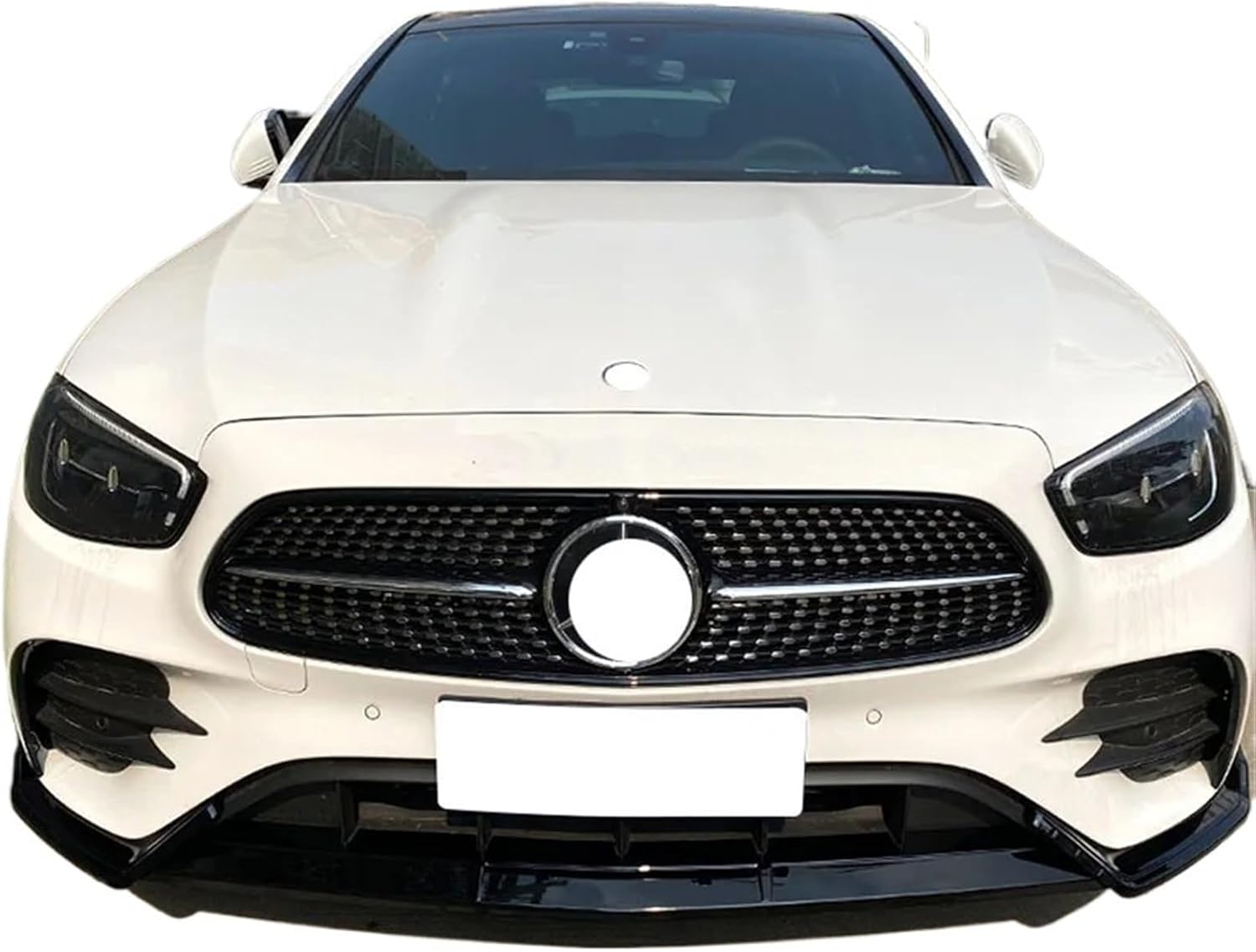 Compatible for Mercedes for Benz E Class W213 E260 E300 AMG 2021+ Car Accessories Front Bumper Lip Spoiler Splitter Lower Grilles Trim Cover(Carbon) (Black)