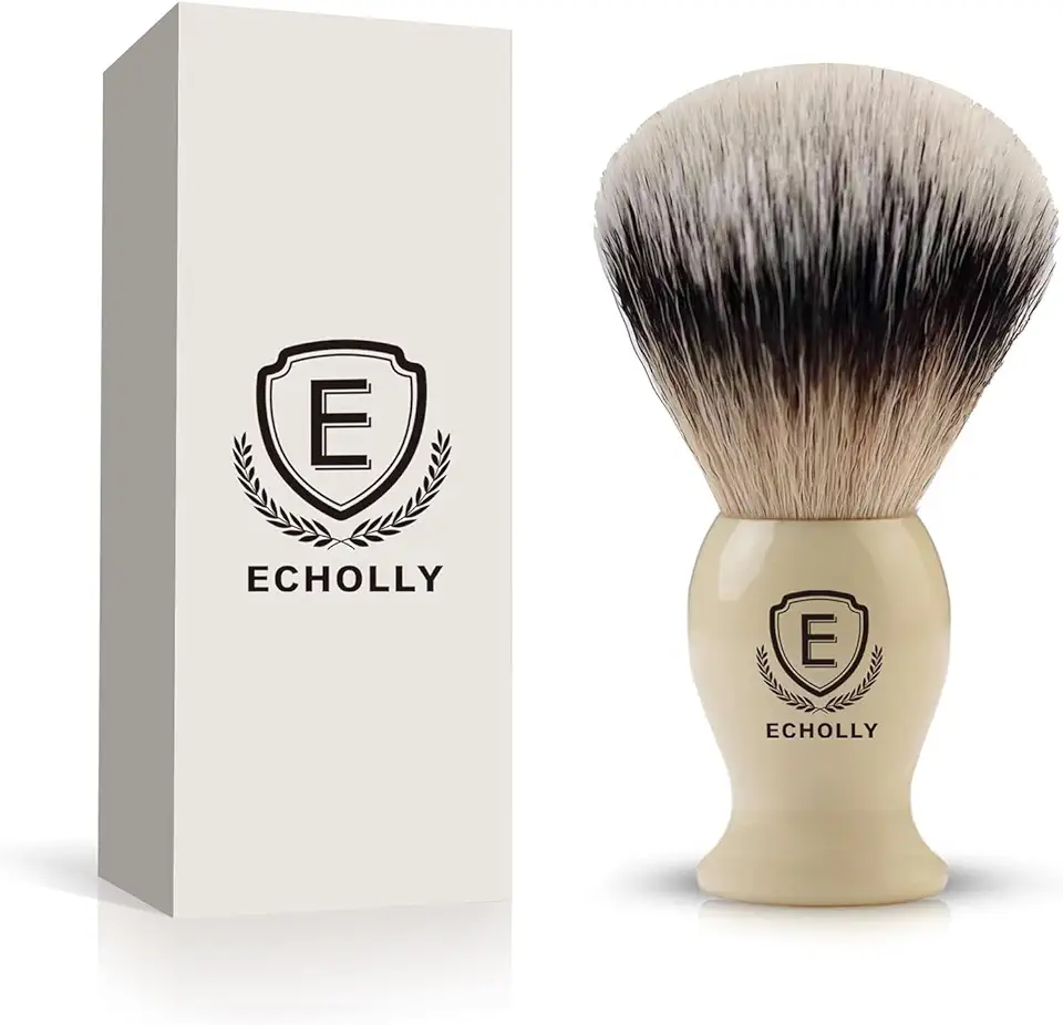 Premium Mens Shaving Brushes by Echolly-NO Shedding Bristle Shaving Brush for Men-Smooth Acrylic Handle Legacy Shave Brush-Rich and Fast Lather Shaving Cream Brush Dad Gifts for Fathers Day