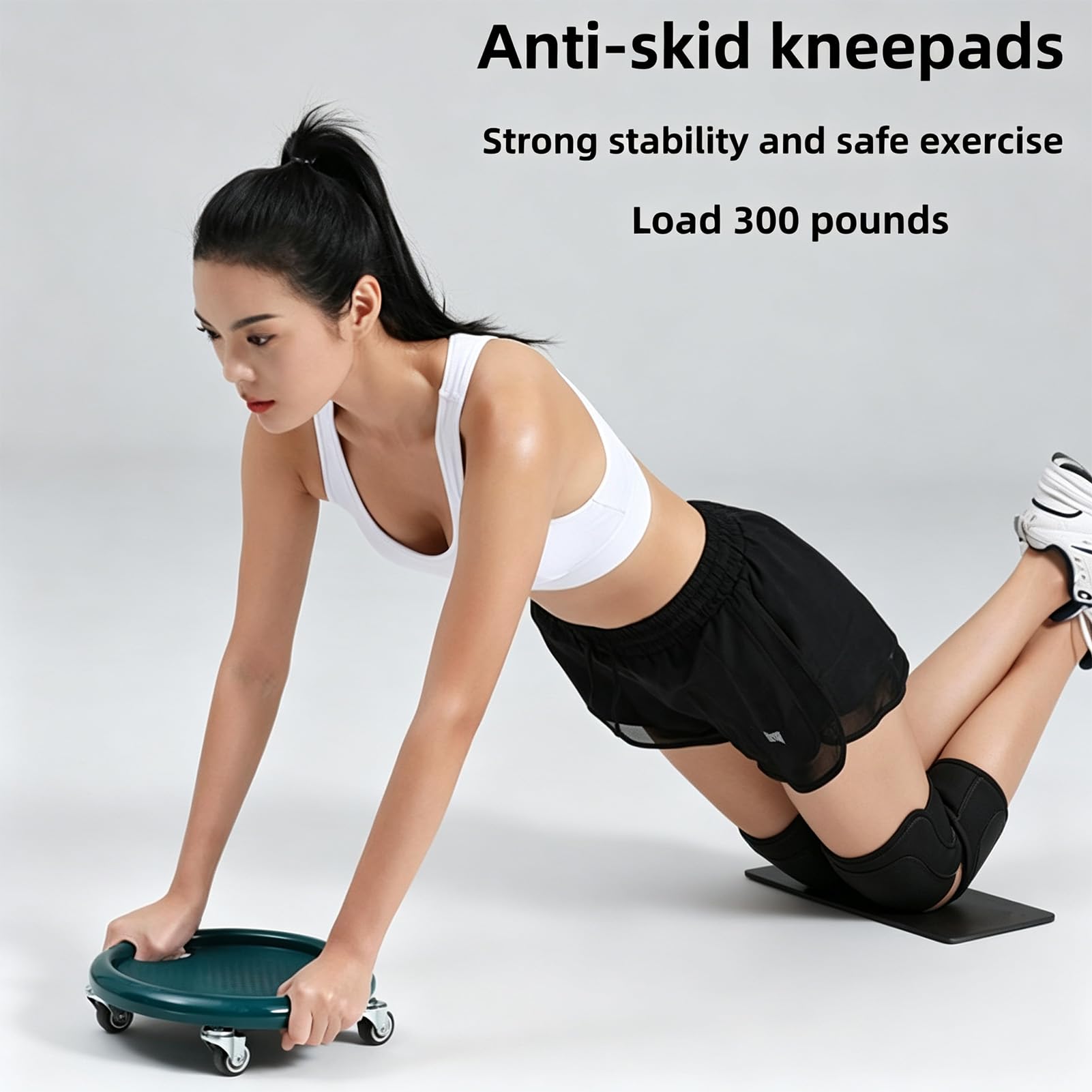 Abdominal Roller Wheel Disc with Knee Mat, 4-Wheel Ab Machine for Home