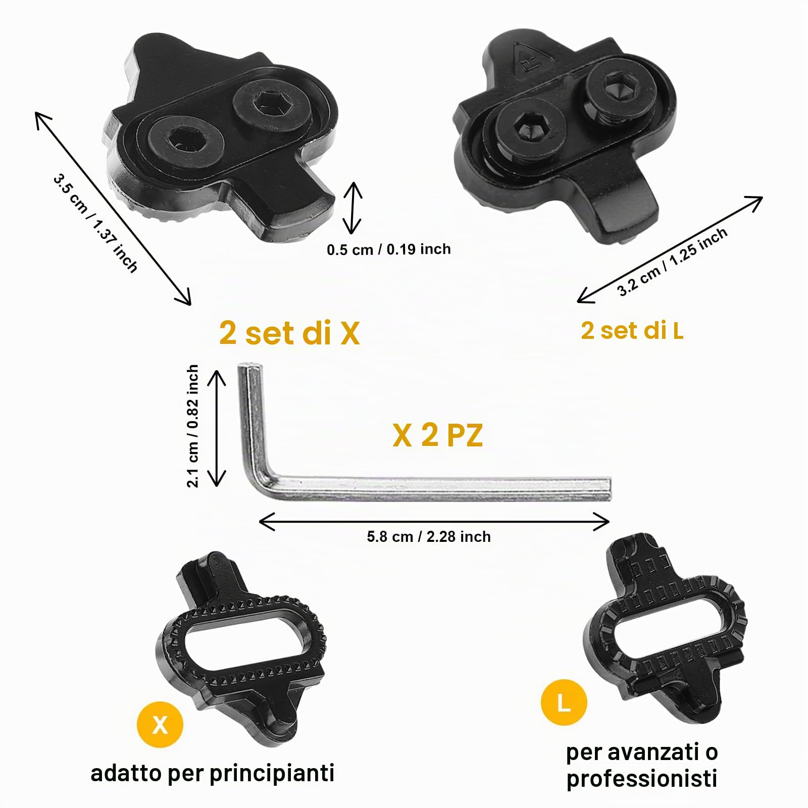 4 Set Di Tacchette Per Pedali, Tacchette SPD, Universali Tacchetti Per Bici, Acciaio Tacchetti Per Mountain Bike, Attacchi Scarpe Bici Da Corsa, Autobloccanti Scarpe