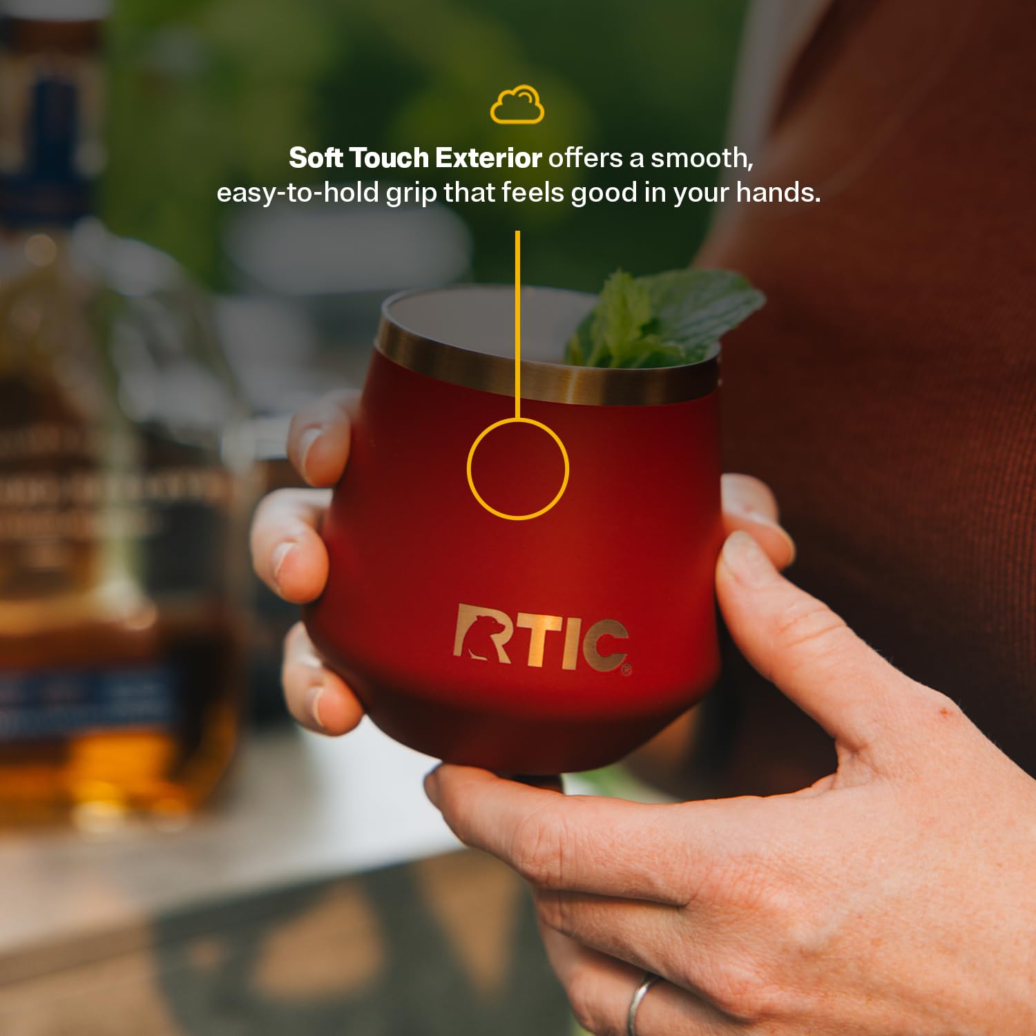 RTIC Happy Hour 8oz Lowball Tumbler with Lid Ceramic Lined Black Cherry | Insulated Stainless Steel Metal Portable Travel Cup for Hot and Cold Drinks Coffee Car Camping and Travel product thumbnail 5