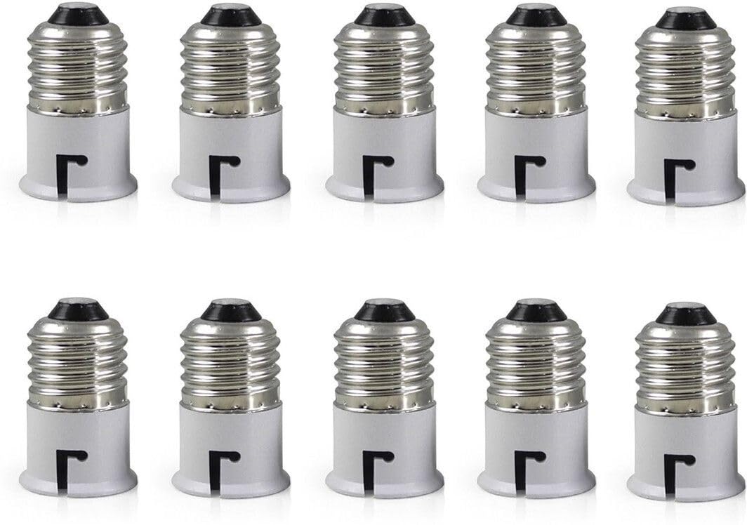 EVEHANGER E27 TO b22 Bulb Convertor Lamp Base Socket, Bulb Adapter Lamp Base Socket Extender for LED, CFL & Halogen Bulbs – Heat Resistant, Durable & Easy Installation Pack of 10