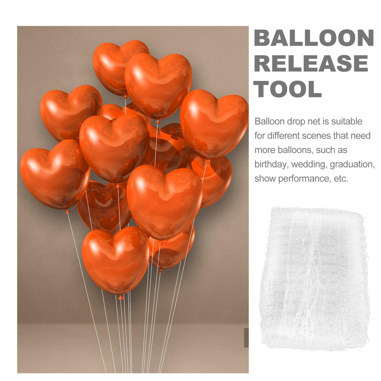 Filet de Largage de Ballons en PP Résistant Grand Filet Pliable pour 200 Ballons pour Fête Lâcher Plafond Mariage Anniversaire Shower Cérémonie