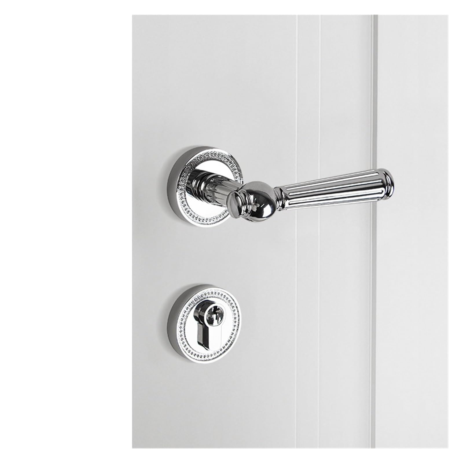 Serrure de porte en laiton argenté luxe pour intérieur chic