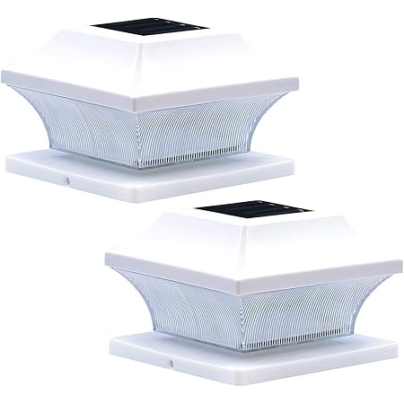 Solar Post Cap Lights Outdoor 3 Color LED Super Bright 20 Lumen Deck Light Fence Post Lighting 2Pack 4 Adaptors 4x4 5x5 6X6 3.5X3.5 Plastic Waterproof Post Lamp for Yard Porch Patio