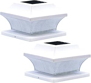 Solar Post Cap Lights Outdoor 3 Color LED Super Bright 20 Lumen Deck Light Fence Post Lighting 2Pack 4 Adaptors 4x4 5x5 6X6 3.5X3.5 Plastic Waterproof Post Lamp for Yard Porch Patio