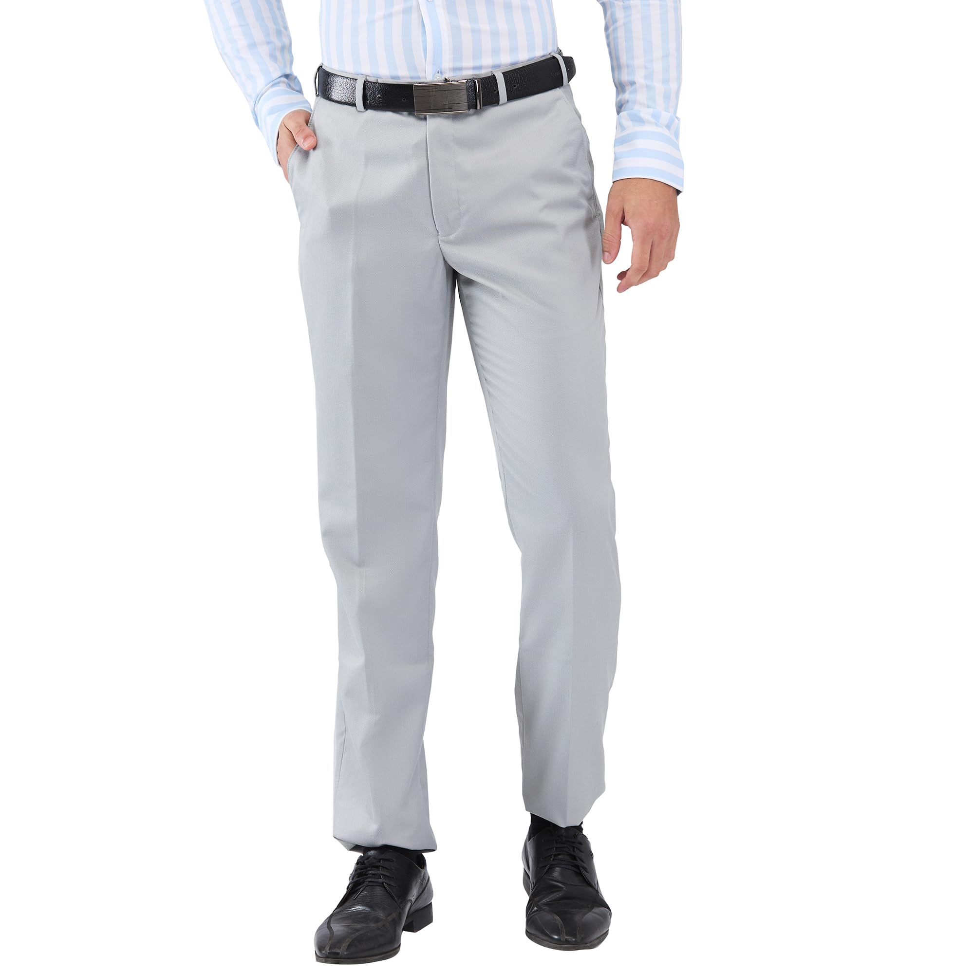 park avenue Men's Regular Fit Structure Pattern Polyester Blend Flat Front Formal Trouser-picture-37