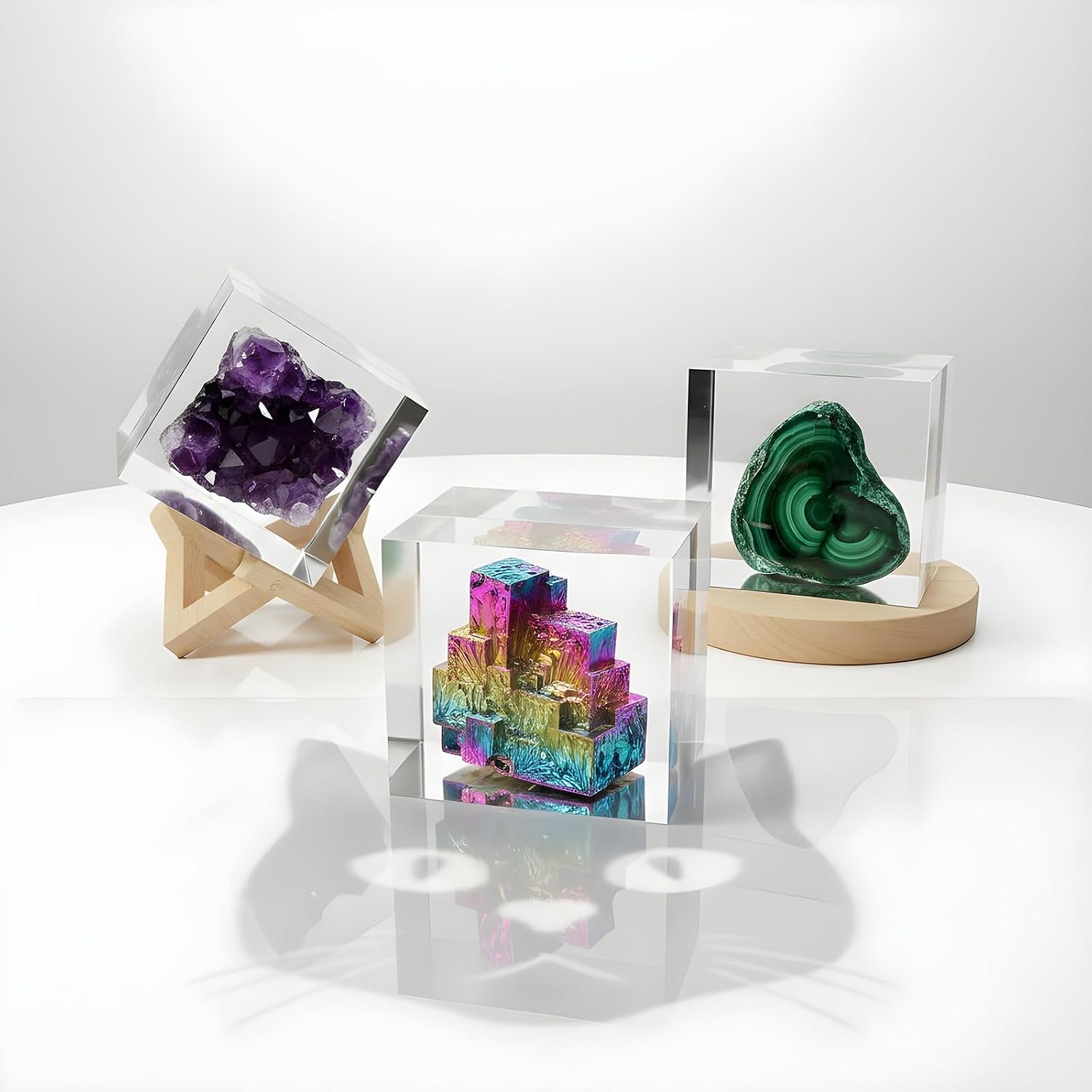 Set of 6 Clear Silicone Cube Molds, 4", 3", 2", 1.5", 1", 0.5" Transparent Large Deep Square Epoxy Resin Casting Cube Molds for Art DIY Crafts Projects Home Decoration